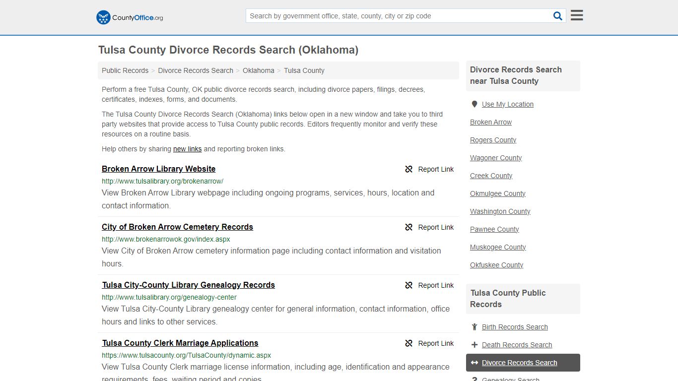 Tulsa County Divorce Records Search (Oklahoma) - County Office